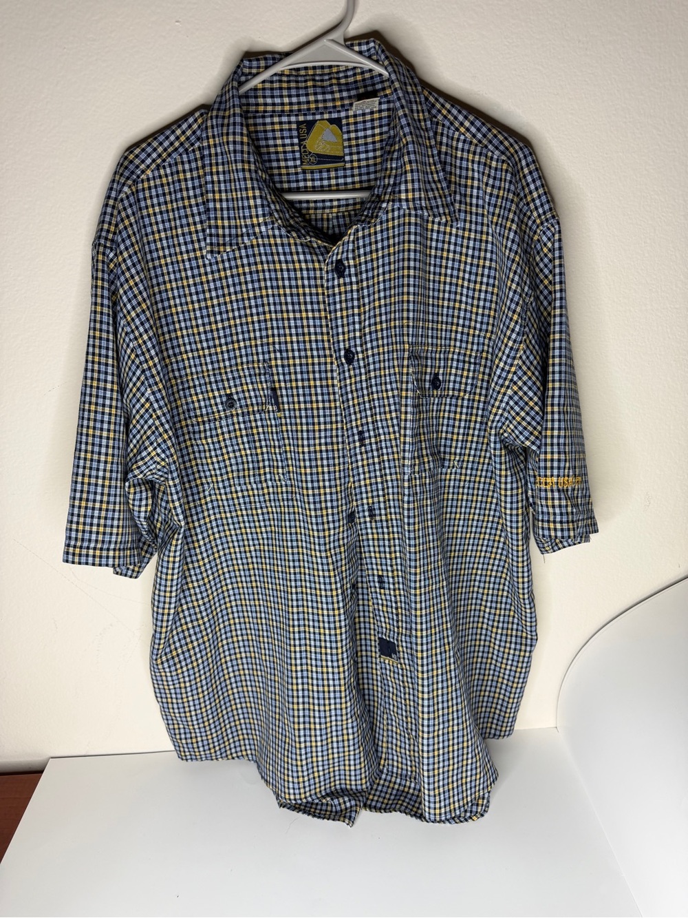 Vintage Mecca USA Shirt Mens Size XL Blue Plaid Streetwear Hip Hop 90s VTG Y2K